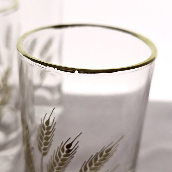 50s Homer Laughlin Golden Wheat Juice Glasses 4” midcentury  small cocktail 6pc - Picture 12 of 14